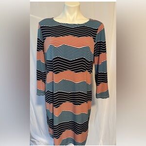 BCBGMaxAzria NWOT Chevron “Multi Digital Wave” shift dress size large